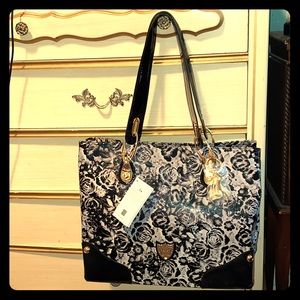 NWT Angeleigh Anastasio Italy gray black rose bag